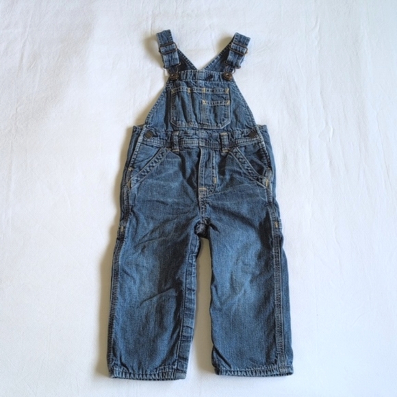 babyGap 1969 jersey lined denim carpenter overalls 18-24 months baby unisex - Picture 2 of 8